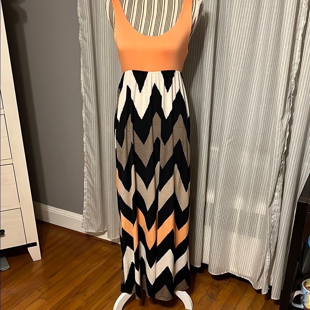 Auditions Chevron Maxi Dress in Orange and Black